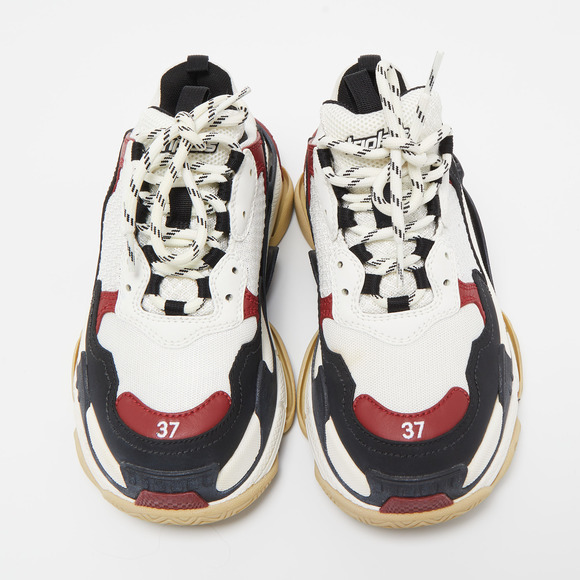 Balenciaga Tricolor Nubuck Leather and Mesh Triple S Low Top Sneakers Size 37 - Picture 2 of 8